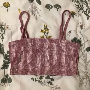 Urban Outfitters pink velvet crop top